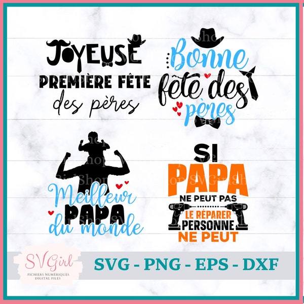 SVG Joyeuse Fête des Pères, Svg Je t'aime Papa, Svg Première Fête des Pères, SVG Français, Svg Happy Father's Day, Funny Father's Day Svg