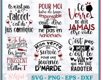 SVG Vin Bundle, SVG Français, Svg Vin, Svg Wine, Drole, Digital Download, Produit numérique, Svg Dessins, Autocollants, Cut File Dxf Png Eps