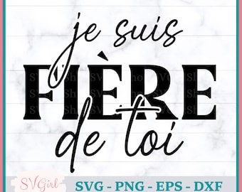 May include: Black and white graphic design with the text "je suis fiere de toi" in French, meaning "I am proud of you".