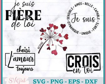 SVG Inspiration Bundle, Svg Francais, SVG Je suis, Svg Motivation, Svg Amour, Svg Fiere de Toi, Produit Numérique, French Svg, Cadeau