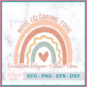 SVG Français Diversité, PNG Affiche Inclusion, Svg Arc en Ciel, francuska różnorodność SVG, SVG Religion, Boho Svg, plakat PNG Rainbow Inclusion