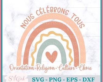 SVG Français Diversité, PNG Affiche Inclusion, Svg Arc en Ciel, Français Svg Diversité, Svg Religion, Boho Svg, Png Rainbow Inclusion Poster