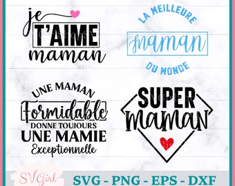 SVG Je t'aime Maman, Svg La Meilleure Maman, Svg Mamie, SVG Français, Digital Download, Produit Numérique, Svg Dessins