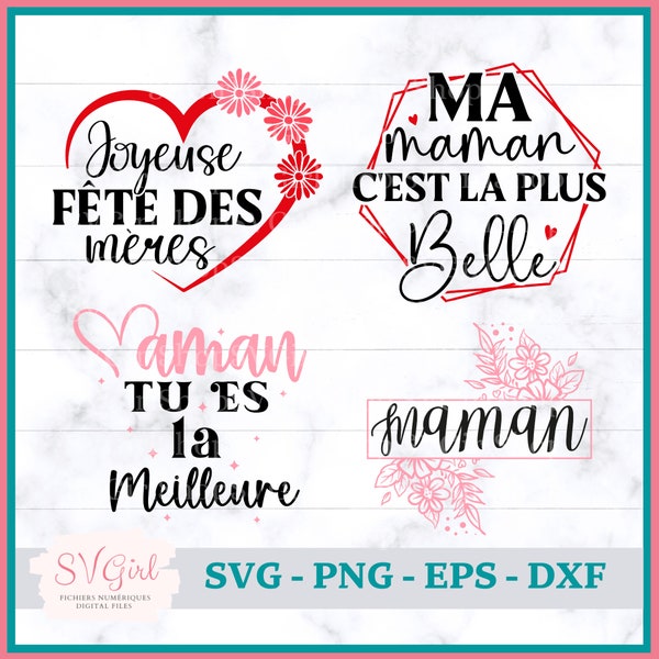 SVG Je t'aime Maman, Svg La Meilleure Maman, Svg Mamie, SVG Français, Digitale Download, Produit Numérique, Svg Dessins