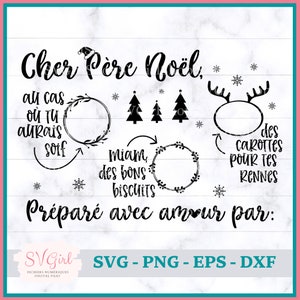 SVG Plateau du Père Noël en Francais, Svg Santa Tray, Svg Assiette de Père Noël, SVG Dear Santa, French Christmas Svg, Svg Noël, PNG Noël