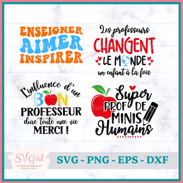 SVG Merci Professeur, SVG L'influence d'un Bon Professeur, Svg Gracias Maestro, Svg Enseigner Aimer Inspirer Retro, Produit Numérique