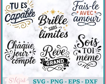 SVG Inspiration Bundle, Svg Francais, Svg Motivation, SVG Capable, Svg Amour, Svg Sois Toi Meme, Citation Francais, French Svg, Cadeau, Reve