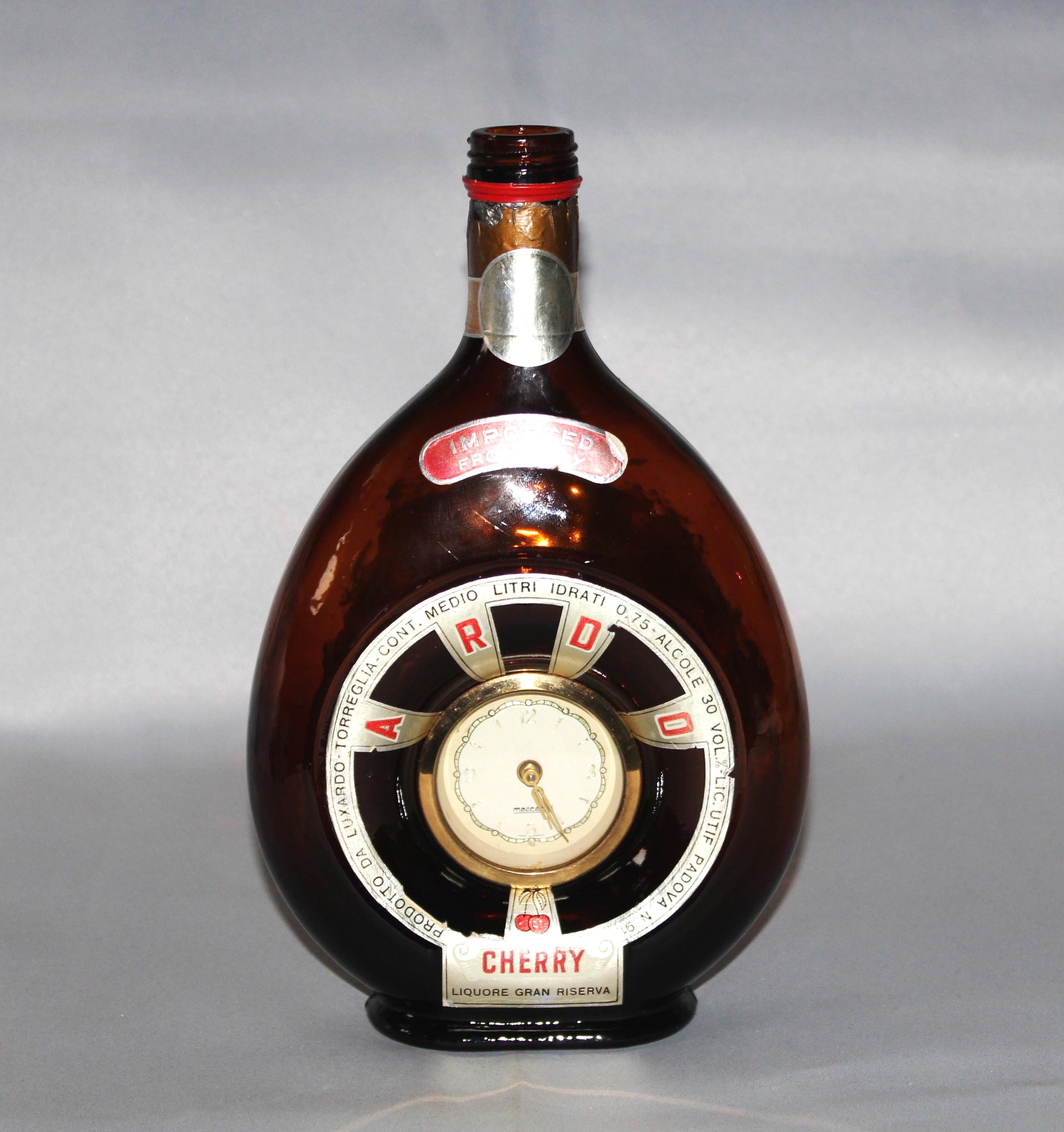 Vintage 1960's Italian Ardo Cherry Liqueur Clock Bottle | German