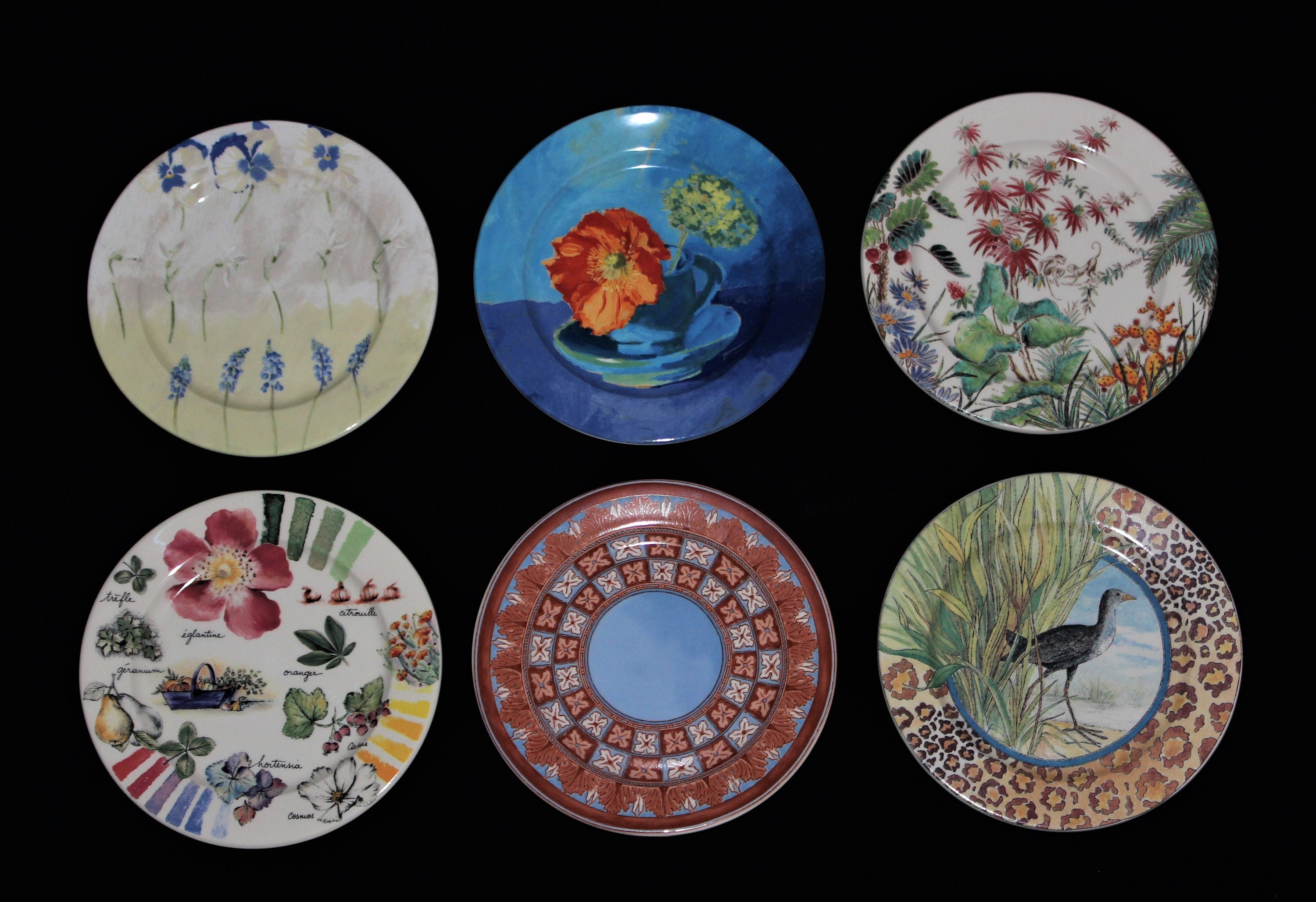 Set of 6 Vintage Gien France Canapé Plates French Porcelain Etsy Canada