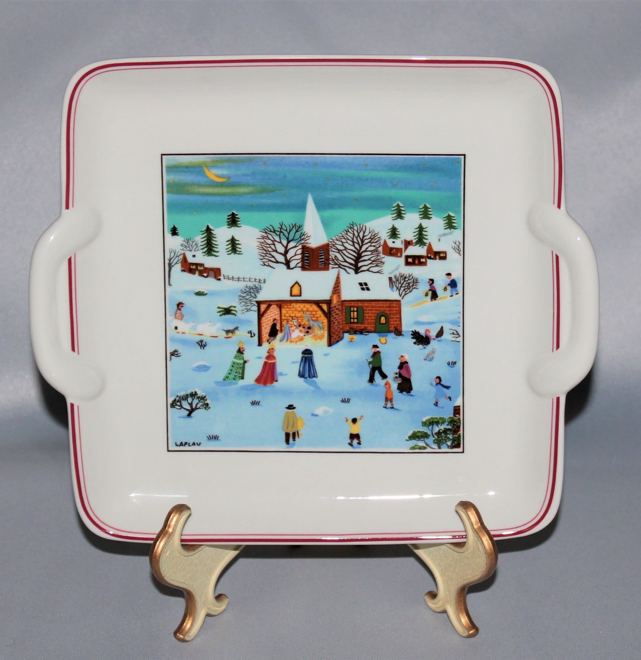 Lot of Villeroy & Boch Naif Christmas Plates Square Cake Plate Round