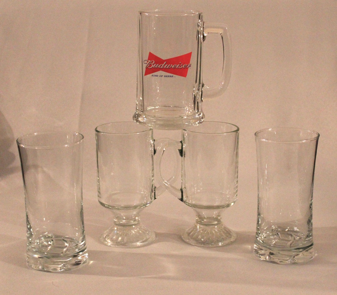 Lot of Vintage Beer Mugs & Glasses Irish Coffee Mugs Budweiser Mug