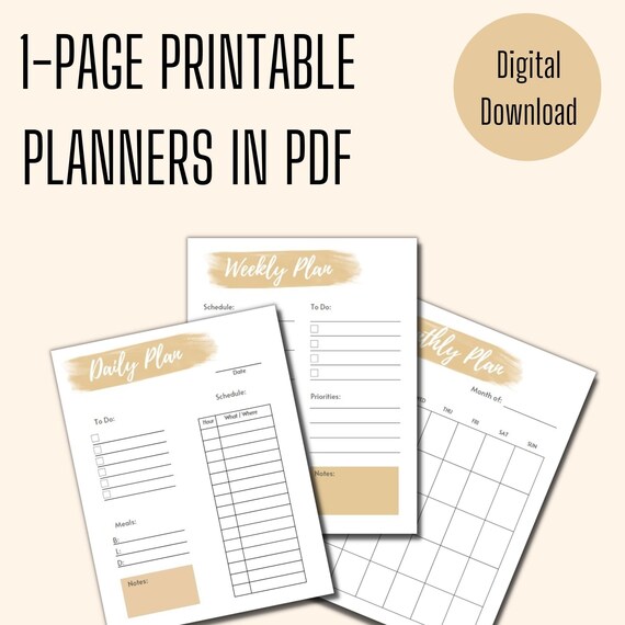 printable daily planner weekly planner monthly planner 7 etsy uk