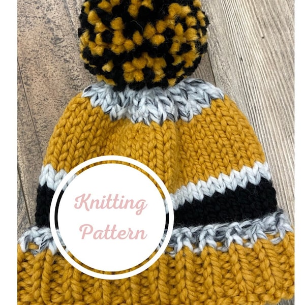 Knitting pattern|  School/ Team Spirit hat knitting Pattern| Hat knitting pattern| Beanie knitting pattern | Easy knitting pattern