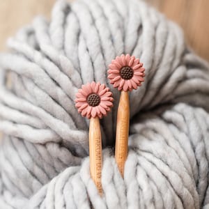 Sunflower Stitch Stoppers: Knitting Needle Keepers, Set of 2