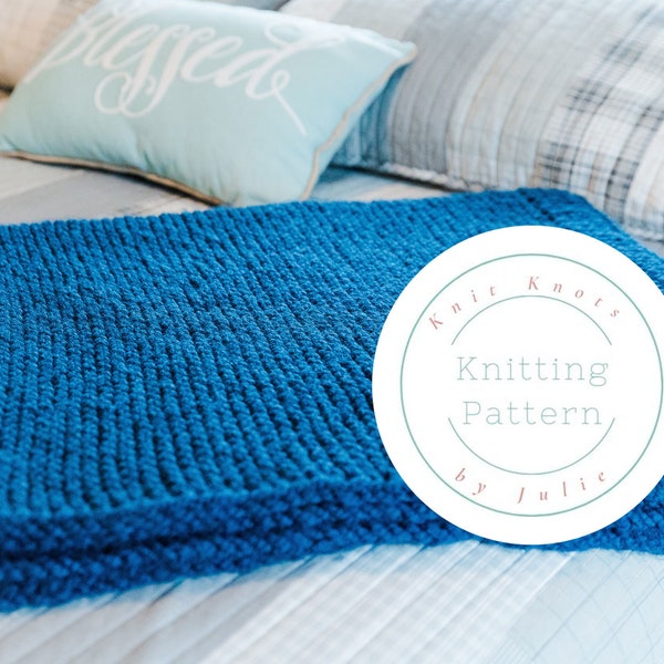 Cozy Mountain View Throw Knit Blanket Pattern | Fast & Modern Knitting Project |  Beginner-Friendly Chunky Knit Afghan