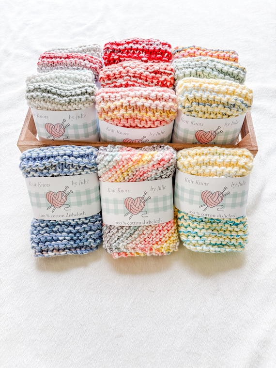 100% Cotton Soft Knit Dishcloth or Washcloth- Absorbent, Durable, Handmade