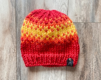 Customizable fiery fair isle knit hat| fair isle hat for women| Men's fair isle hat | Fair isle hat for children