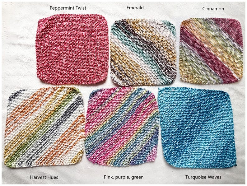 100% cotton dishcloth/washcloth in multiple colors.  Handknit spa gift