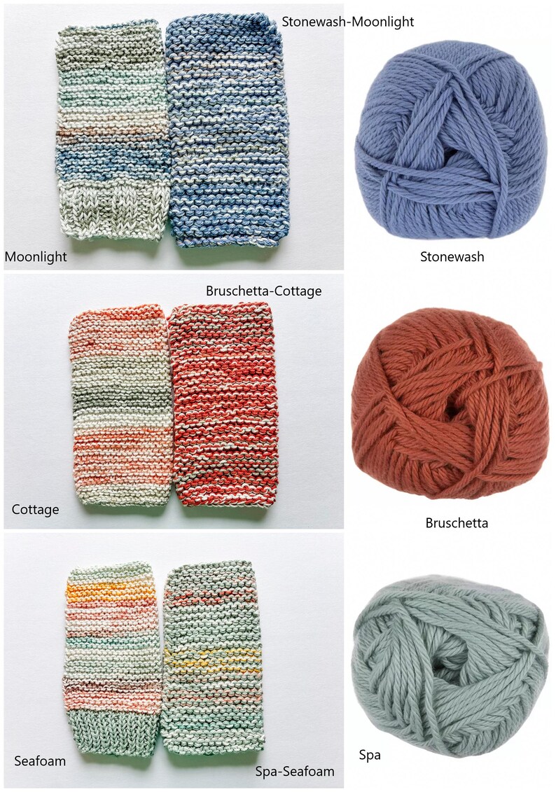 100% cotton dishcloth/washcloth in multiple colors.  Handknit spa gift