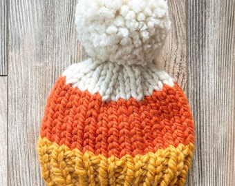 Halloween Beanie: Candy Corn Knit Hat