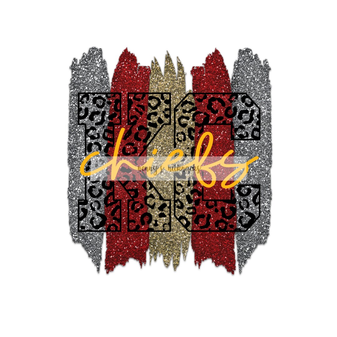 Chiefs Red, Black, Gold Glitter Png - Etsy