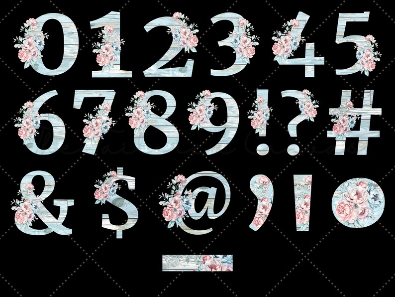 Shabby Chic Floral Alphabet PNG Set: Spring Watercolor Letters (digital ...