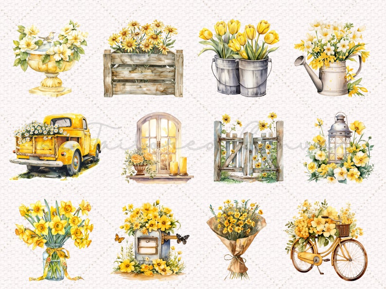 Yellow Spring Clipart Png Bundle 50 High Quality Pngs, Spring ...