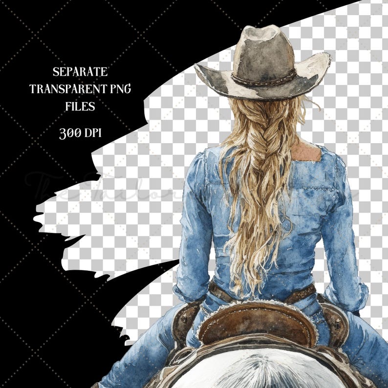 Dusty Blue Western Clipart Bundle: Watercolor Desert PNGs (100 Elements) image 7