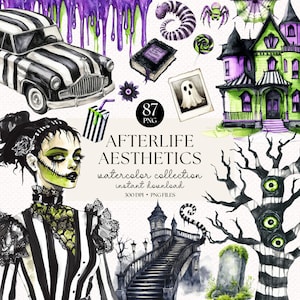 Aquarel Halloween-horror clipartbundel - Halloween PNG, Spooky-illustraties, Ghost met de meeste png, sublimatie en scrapbooking