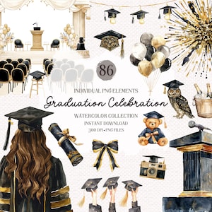 Aquarel afstuderen clipart-86 hoge kwaliteit PNG's, aquarel Grad illustraties, afstuderen Cap PNG, sublimatie ontwerpen