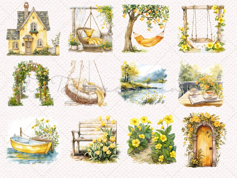 Yellow Spring Clipart Png Bundle 50 High Quality Pngs, Spring ...