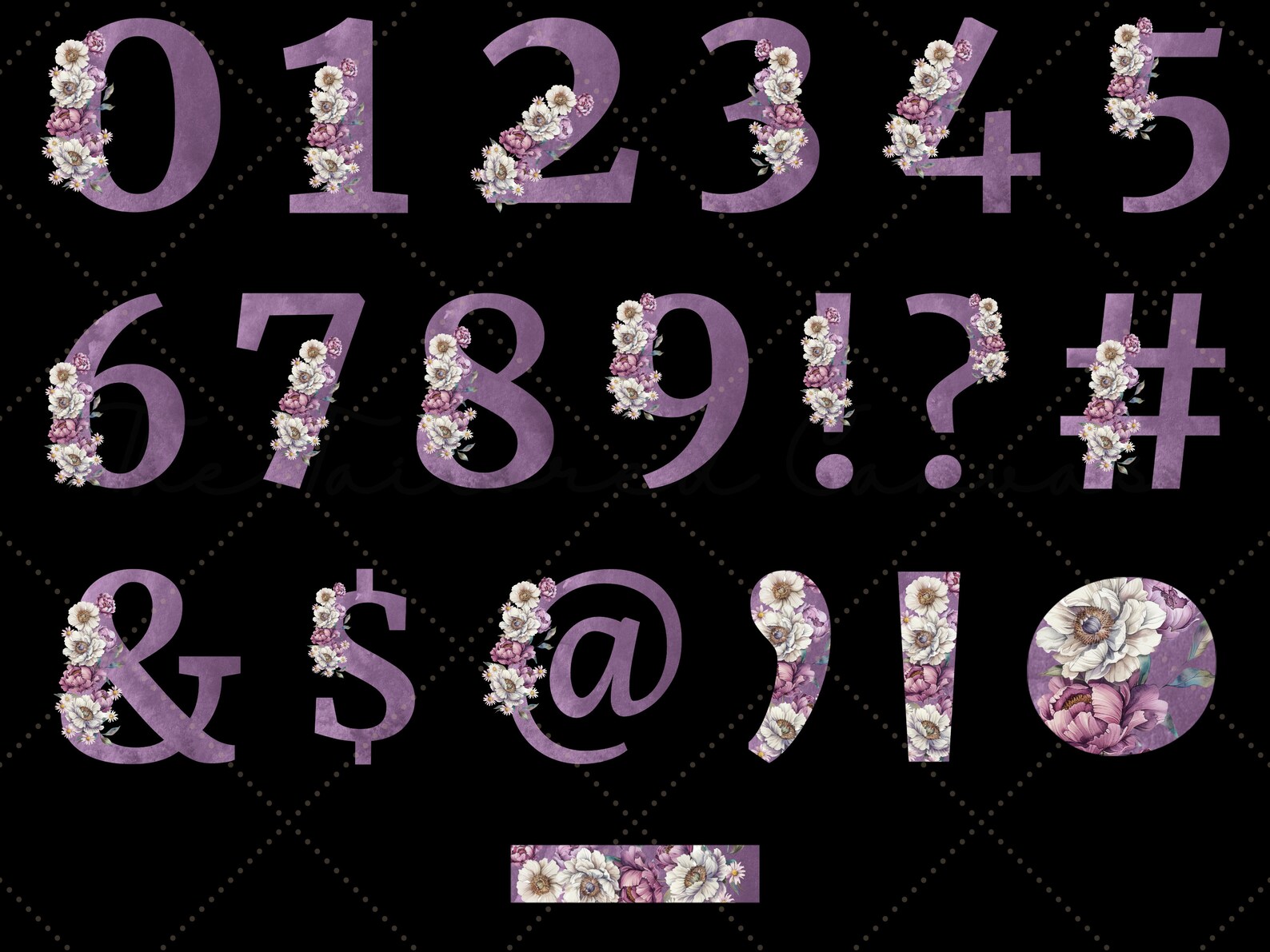 Purple Floral Alphabet PNG Set: Watercolor Spring Monogram (digital ...