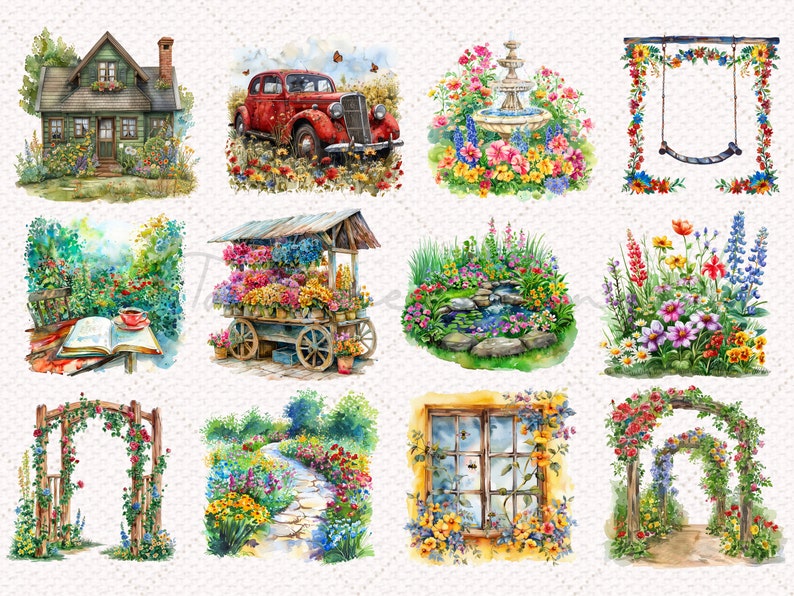 Vivid Spring Clipart Png Bundle - 50 High Quality Pngs, Spring ...