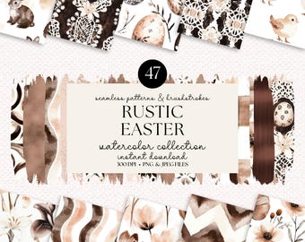 Rustic Easter Watercolor Paper Bundle: Seamless Patterns (Digital Download)