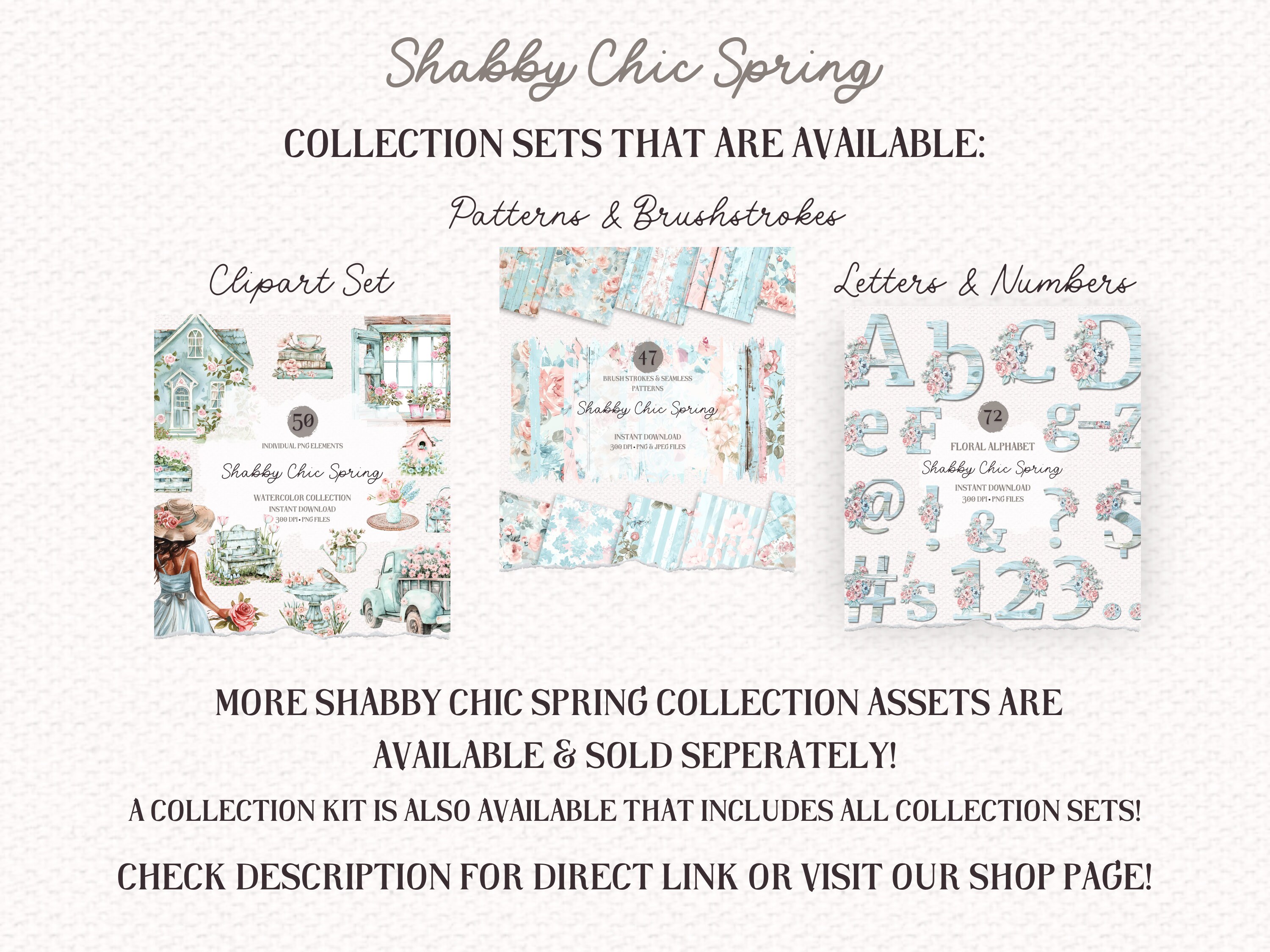 Shabby Chic Floral Alphabet PNG Set: Spring Watercolor Letters (digital ...