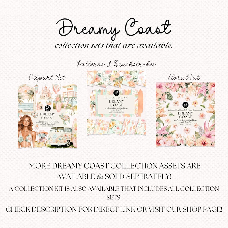 Watercolor Coastal Clipart Bundle: Beach Summer Illustrations (78 PNG ...
