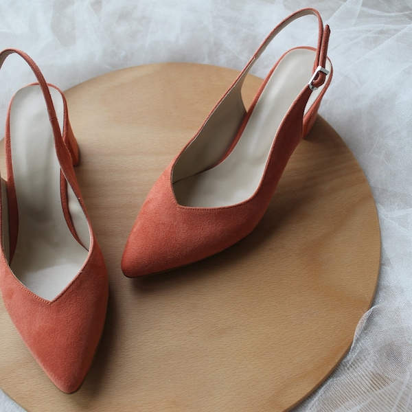 Terracotta Block Heels,  Terracotta Block Heels Sandals,  Terracotta Wedding Shoes,  Orange Heel,  Bridesmaid,  Low Heels,  Gifts For Her