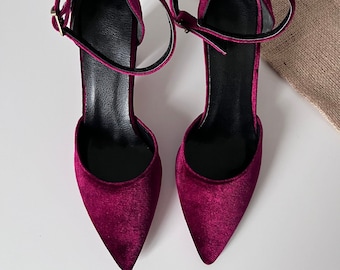 Burgundy Block Heels, Velvet Heels, Burgundy Block Heels, Wedding Gift,  Burgundy Wedding Shoes, Velvet Wedding Shoes, Dark Red Block Heels