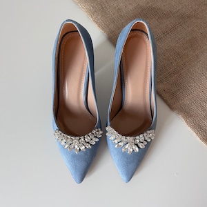 Dusty Blue Wedding Shoes, Dusty Blue Block Heel, Blue Wedding Sandal, Bride Shoes,Blue Bridal Shoes,Wedding Shoes For Bride,Blue Bride Shoes