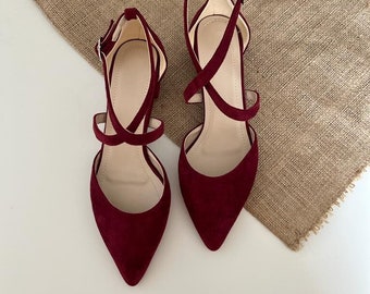 Dark Red Block Heel,  Burgundy Wedding Shoes,  Burgundy Heel,  Dark Red Block Heel Sandals,  Wedding Gift,  Bride Shoes,  Bridal Shoes