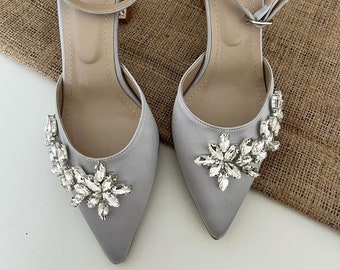 Silver Bridal Shoes, Silver Heel, Wedding Shoes,  Shoes For Women, Ankle Strap, Satin, Stiletto, Bridal Heels, Silver Block Heels Sandals