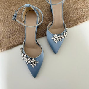 Pale Blue, Pale Blue Block Heels, Blue Block Heels, Blue Wedding Shoes, Wedding Gift, Bride Shoes, Bridal Shoes, Low Heel, High Heel image 1