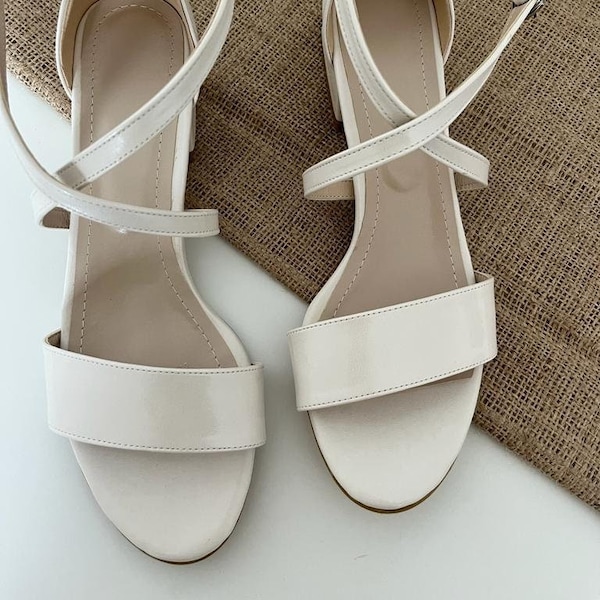 Ivory Wedding Shoes,  Wedding Shoes For Bride,  Ivory Ankle Strap, Wedding Sandals,  Bride Shoes, Bridal Shoes, Ivory Block Heel