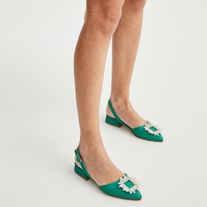 Green Shoes, Wedding Shoes, Green Heel, Green Block Heel, Emerald Green Heels, Gift, Bridal Heel, Emerald Green Wedding Shoes, Low Heel