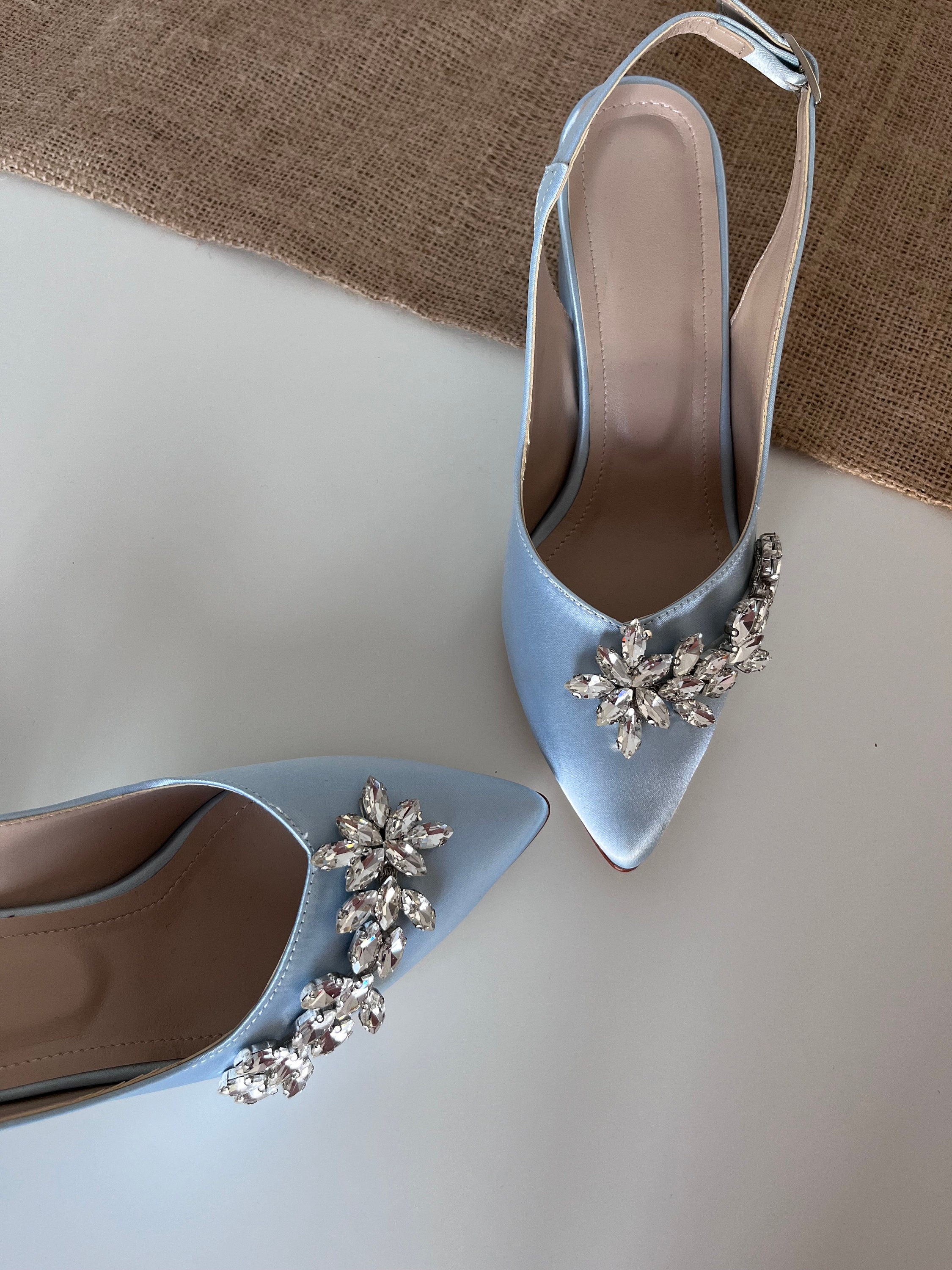 Light Blue Wedding Shoes, Wedding Shoes for Bride, Embroidered Wedding ...