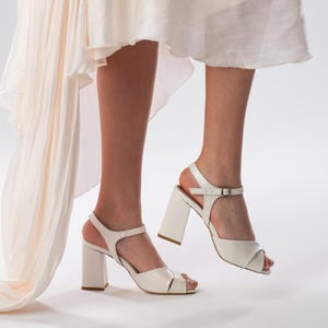White Wedding Shoes, Wedding Block Heel, Bride Shoes,Shoes For Bride, White Bridal Shoes