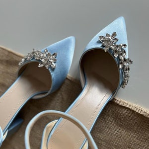 Pale Blue, Pale Blue Block Heels, Blue Block Heels, Blue Wedding Shoes, Wedding Gift, Bride Shoes, Bridal Shoes, Low Heel, High Heel image 2