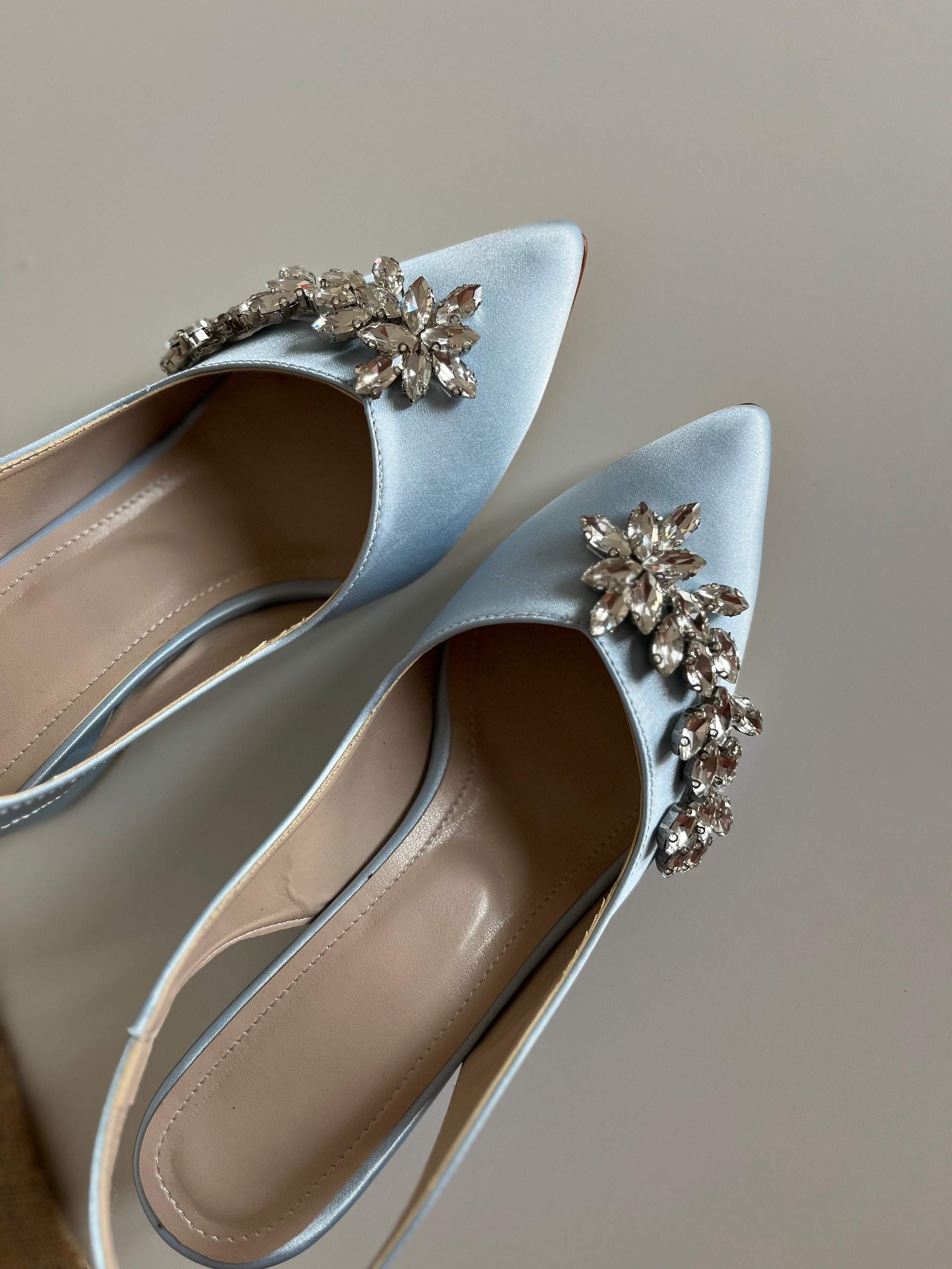 Light Blue Wedding Shoes, Wedding Shoes for Bride, Embroidered Wedding ...