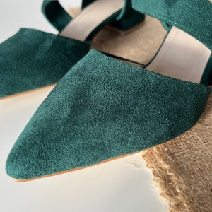 emerald green block heel shoes