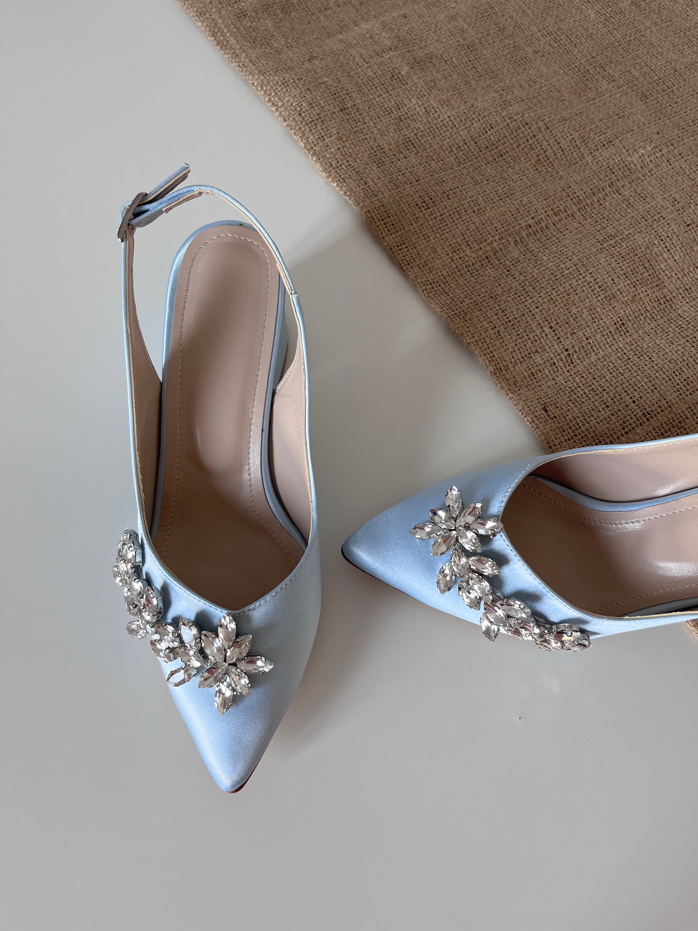 Light Blue Wedding Shoes, Wedding Shoes for Bride, Embroidered Wedding ...